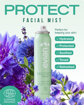 BRUMISATEUR Evian Protect Facial Mist back view with ingredient list