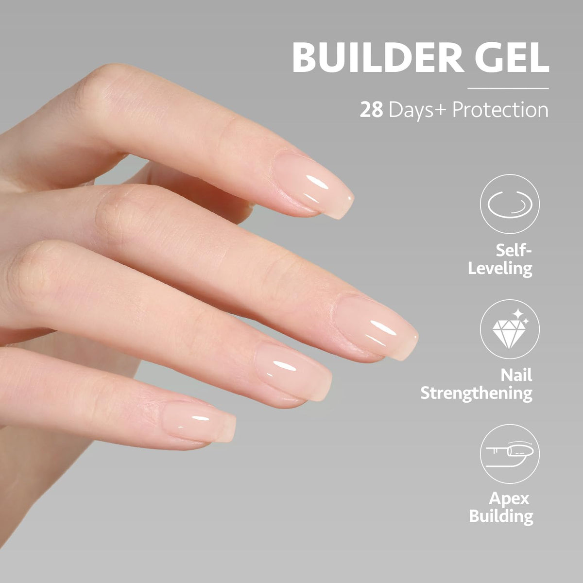 Brush application of GAOY Builder Gel on nails