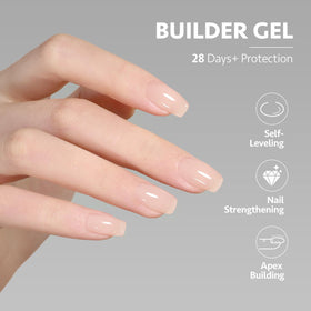 Brush application of GAOY Builder Gel on nails