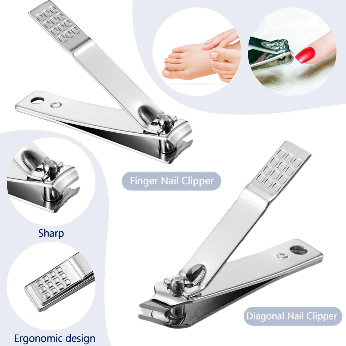 Brushed silver finish of Geosar grooming tools