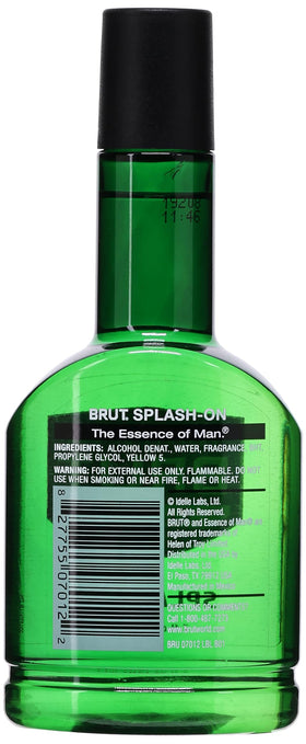 Brut Splash-On Lotion Classic Fragrance 7 oz back view with ingredients