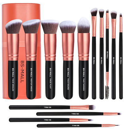 BS-MALL 14-piece makeup brushes set rose golden front view