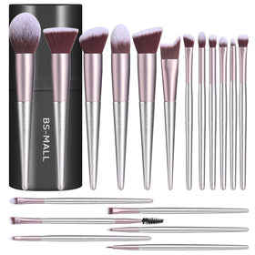 BS-MALL 18-piece makeup brush set in black case front view