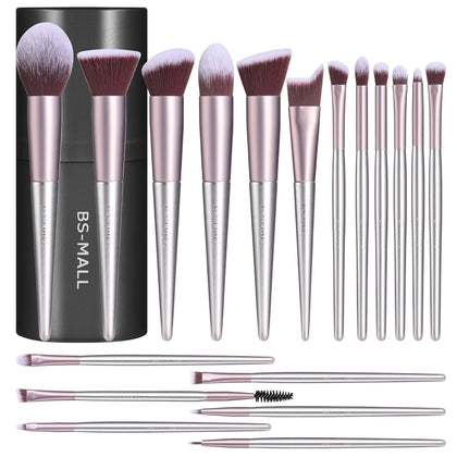BS-MALL 18-piece makeup brush set in black case front view