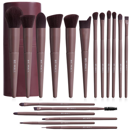BS-MALL 18-piece makeup brush set in black case, front view