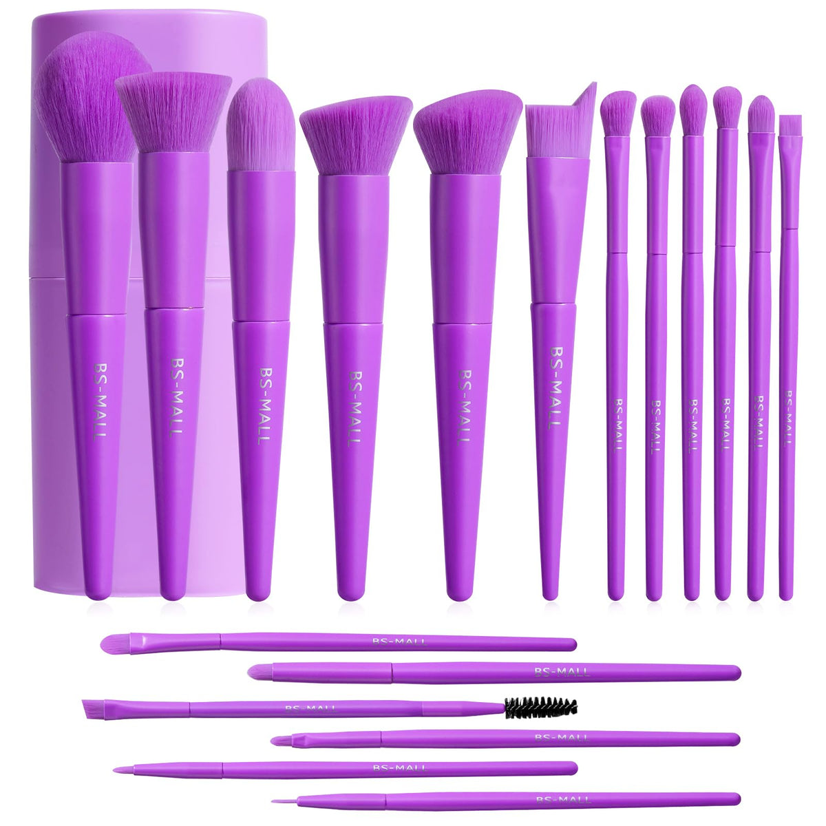 BS-MALL 18-piece makeup brush set purple front view