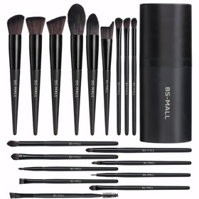 BS-MALL 18-piece makeup brush set with black case front view