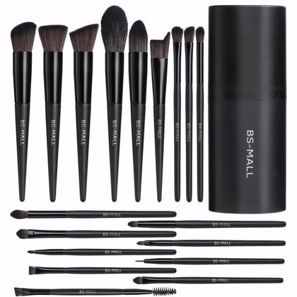 BS-MALL 18-piece makeup brush set with black case front view