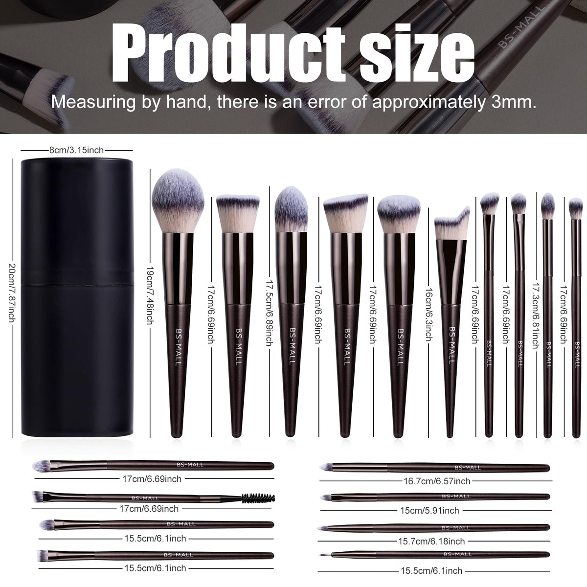 BS-MALL Makeup Brush Set neatly organized in case