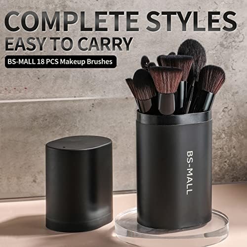 BS-MALL makeup brush set with sleek black case open