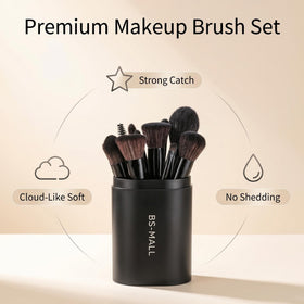 BS-MALL makeup brushes in black case showing various brush types