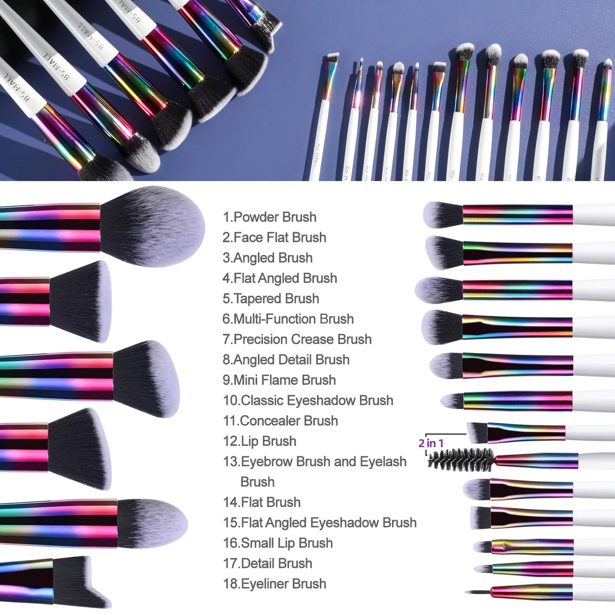 BS-MALL makeup brushes set in sleek travel case