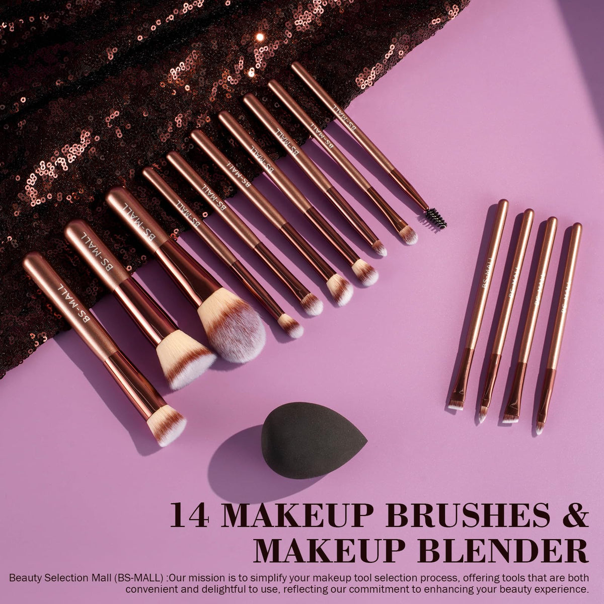 BS-MALL makeup brushes set showing different brush types
