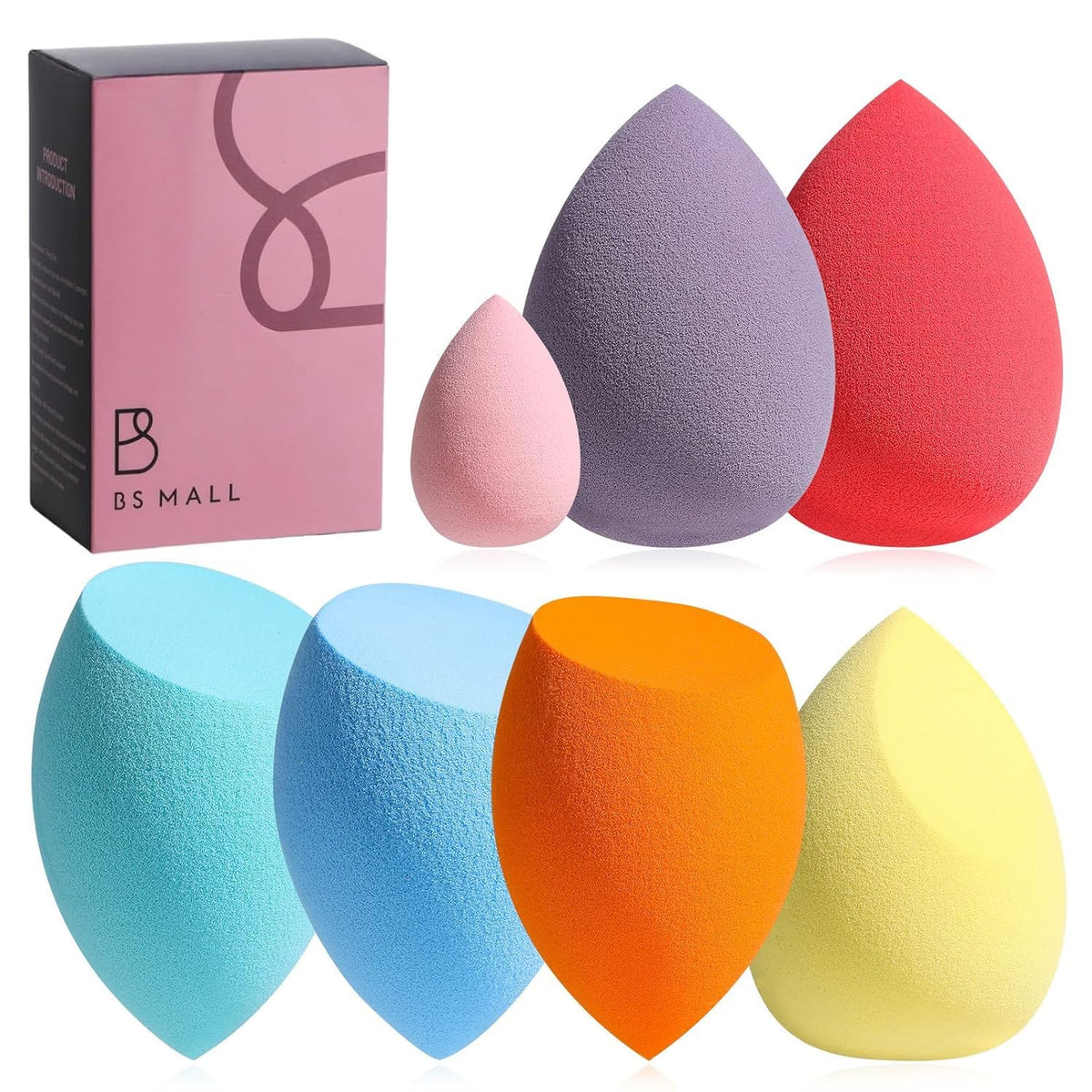 BS-MALL Makeup Sponge Set 7 Pcs in multi-coloured packaging