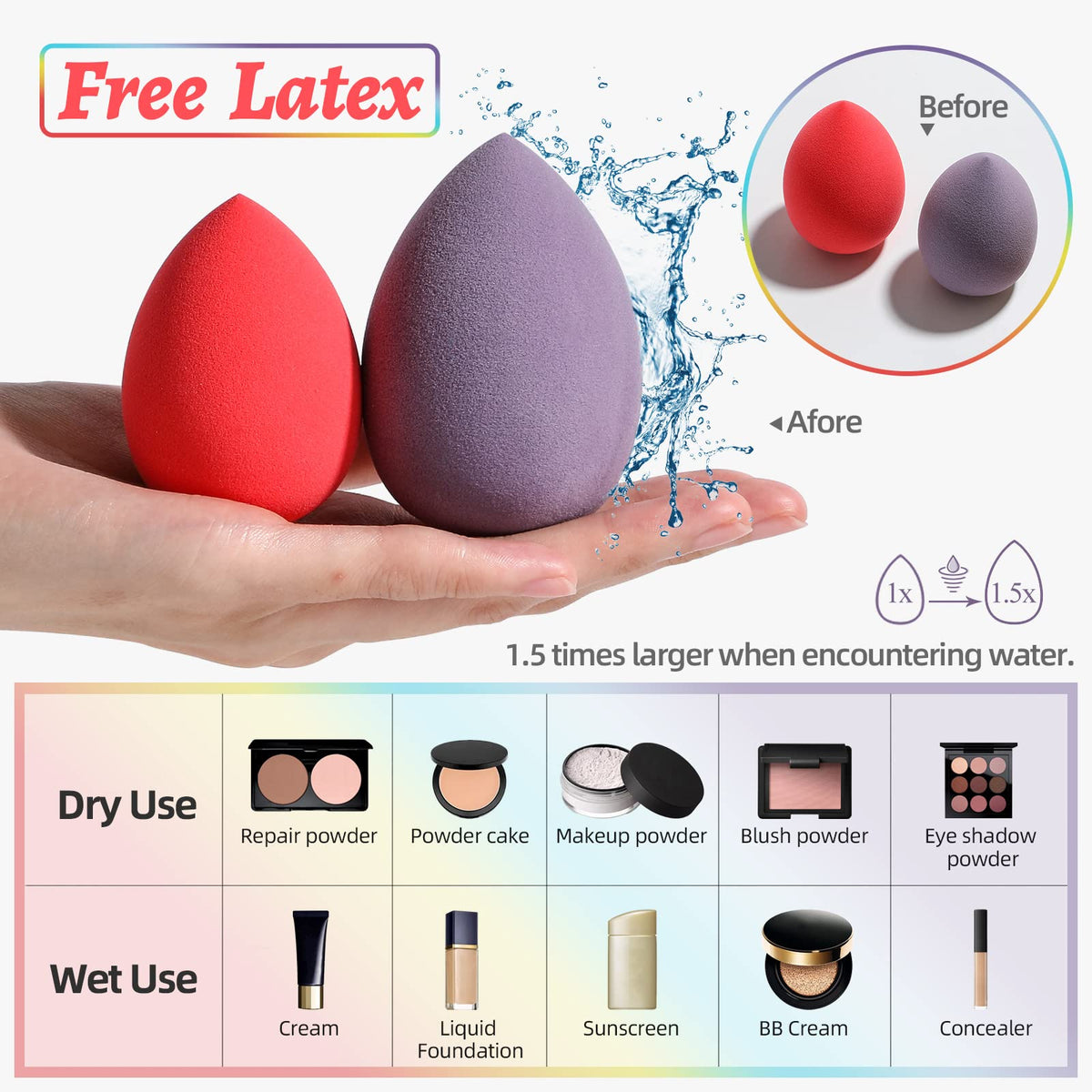BS-MALL makeup sponge set displayed on a vanity