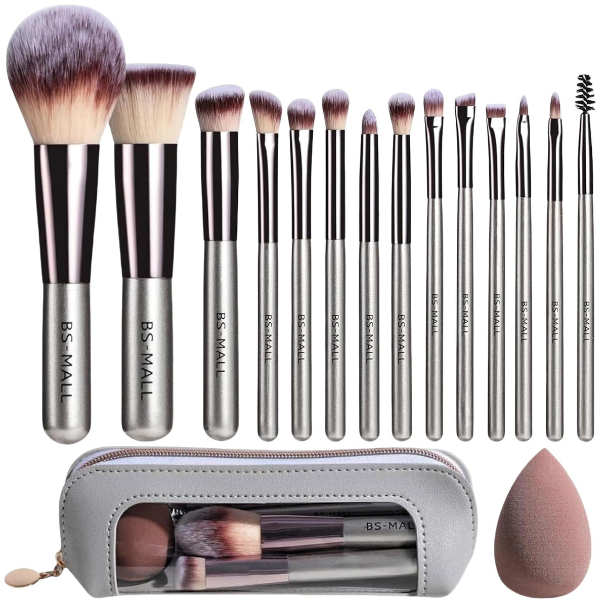 BS-MALL Travel Makeup Brush Set 14PCS with leather case