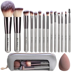 BS-MALL Travel Makeup Brush Set 14PCS with leather case