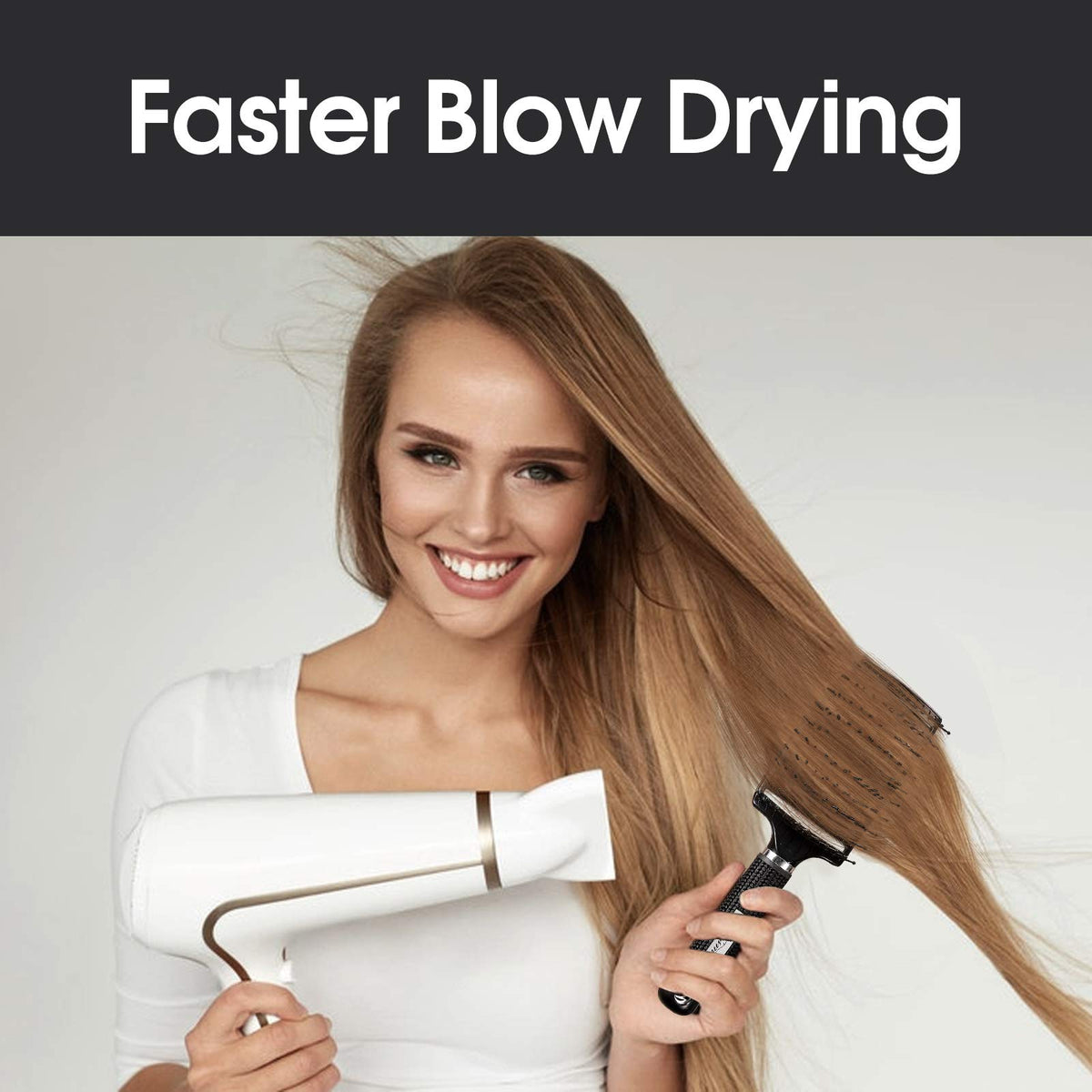 Bsisme Curved Vented Detangler Hair Brush handle close-up