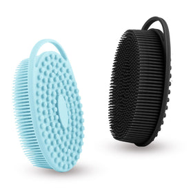 Bsofing Silicone Body Scrubber front view in black and blue