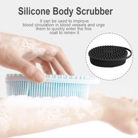 Bsofing Silicone Body Scrubber showing double-sided design with soft bristles