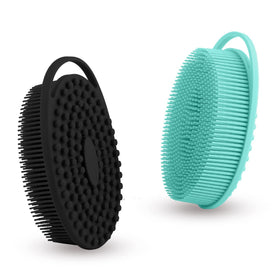 Bsofing Soft Silicone Body Scrubber black and green front view