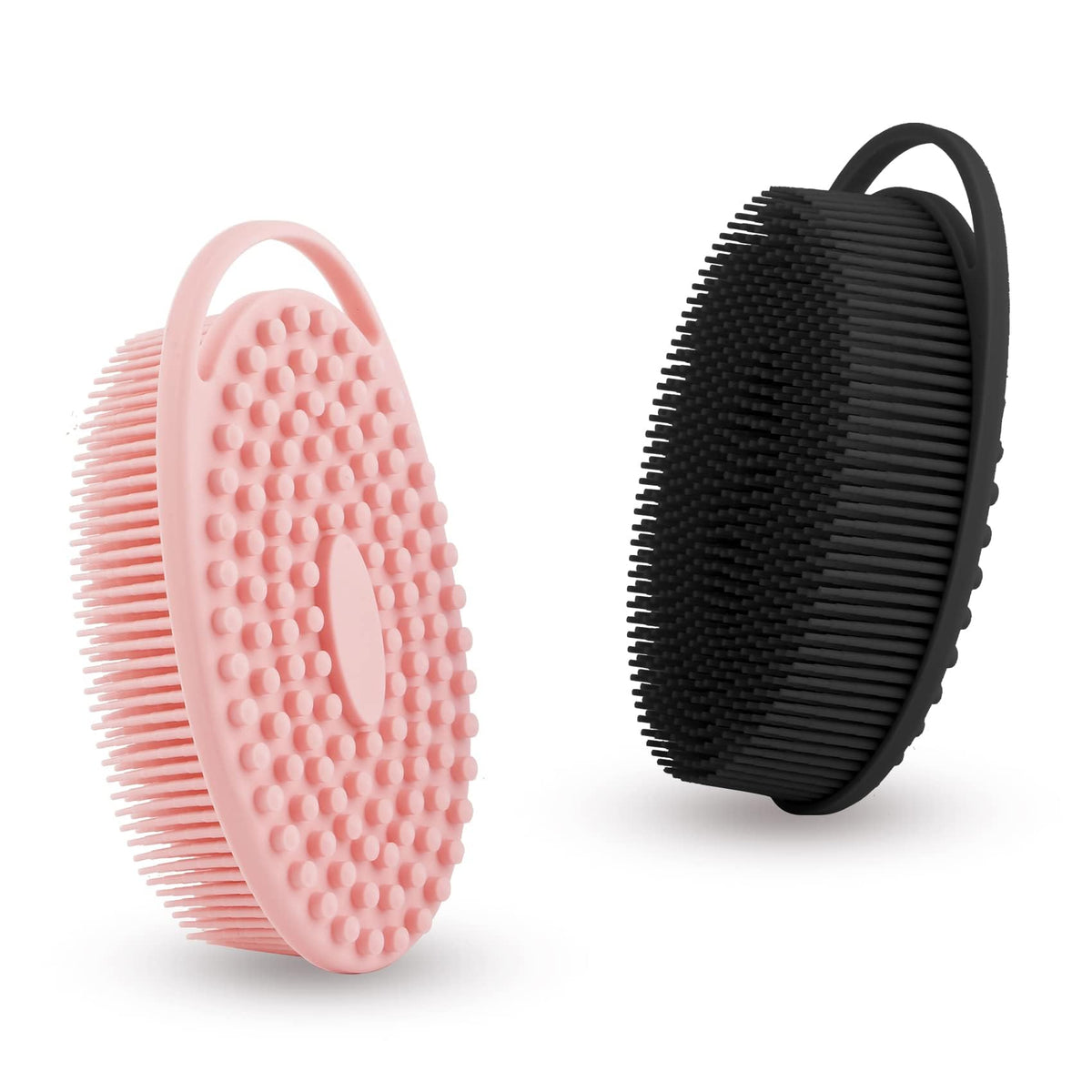 Bsofing Soft Silicone Body Scrubber in black and pink front view