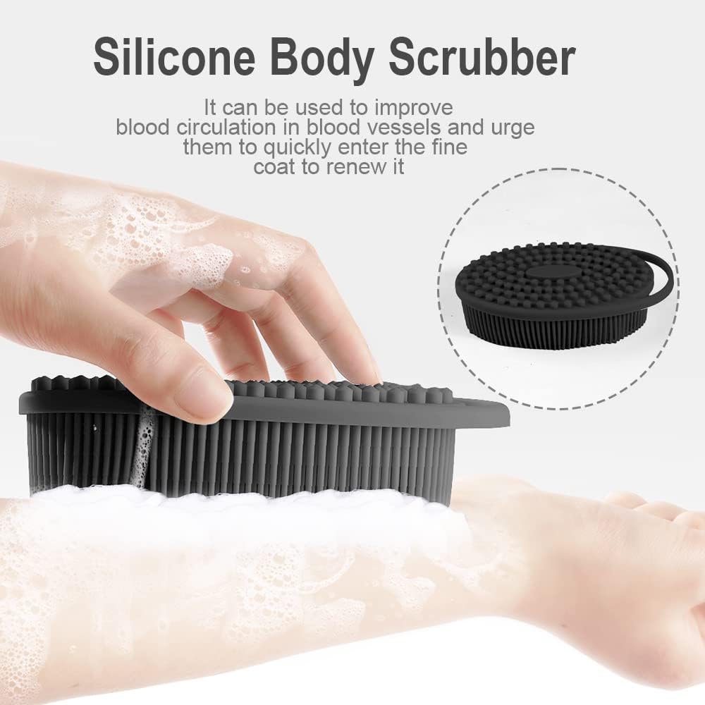 Bsofing Soft Silicone Body Scrubber showing double-sided design