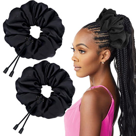 Bswox Adjustable Afro Puff Hair Tie front view in satin