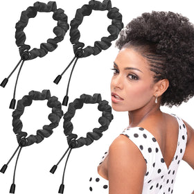 Bswox Adjustable Satin Hair Scrunchies black and brown set front view