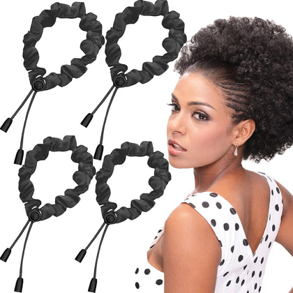 Bswox Adjustable Satin Hair Scrunchies black and brown set front view