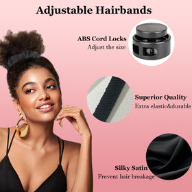 Bswox Adjustable Satin Hair Scrunchies on thick curly hair