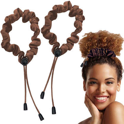 Bswox Adjustable Satin Hair Ties dark brown front view