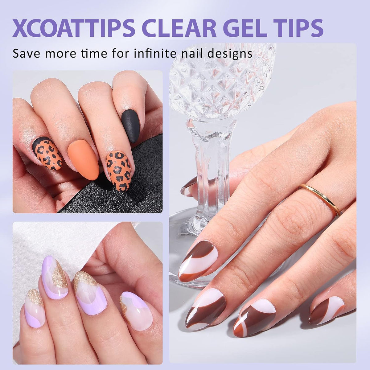BTArtbox Clear Soft Gel Nail Tips laid out in an organised manner