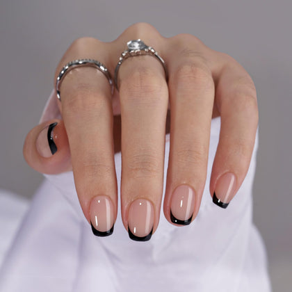 BTArtbox French Tip Press On Nails front view with various styles