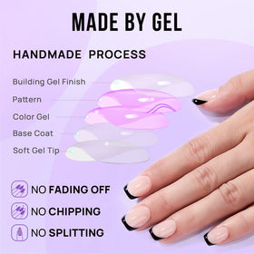 BTArtbox French Tip Press On Nails in various sizes laid out