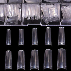 BTArtbox Half Cover Clear Fake Nails 500 Pcs in clear case