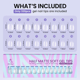 BTArtbox Half Matte Clear Soft Gel Nail Tips back view