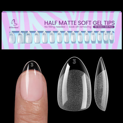 BTArtbox Half Matte Clear Soft Gel Nail Tips front view with packaging