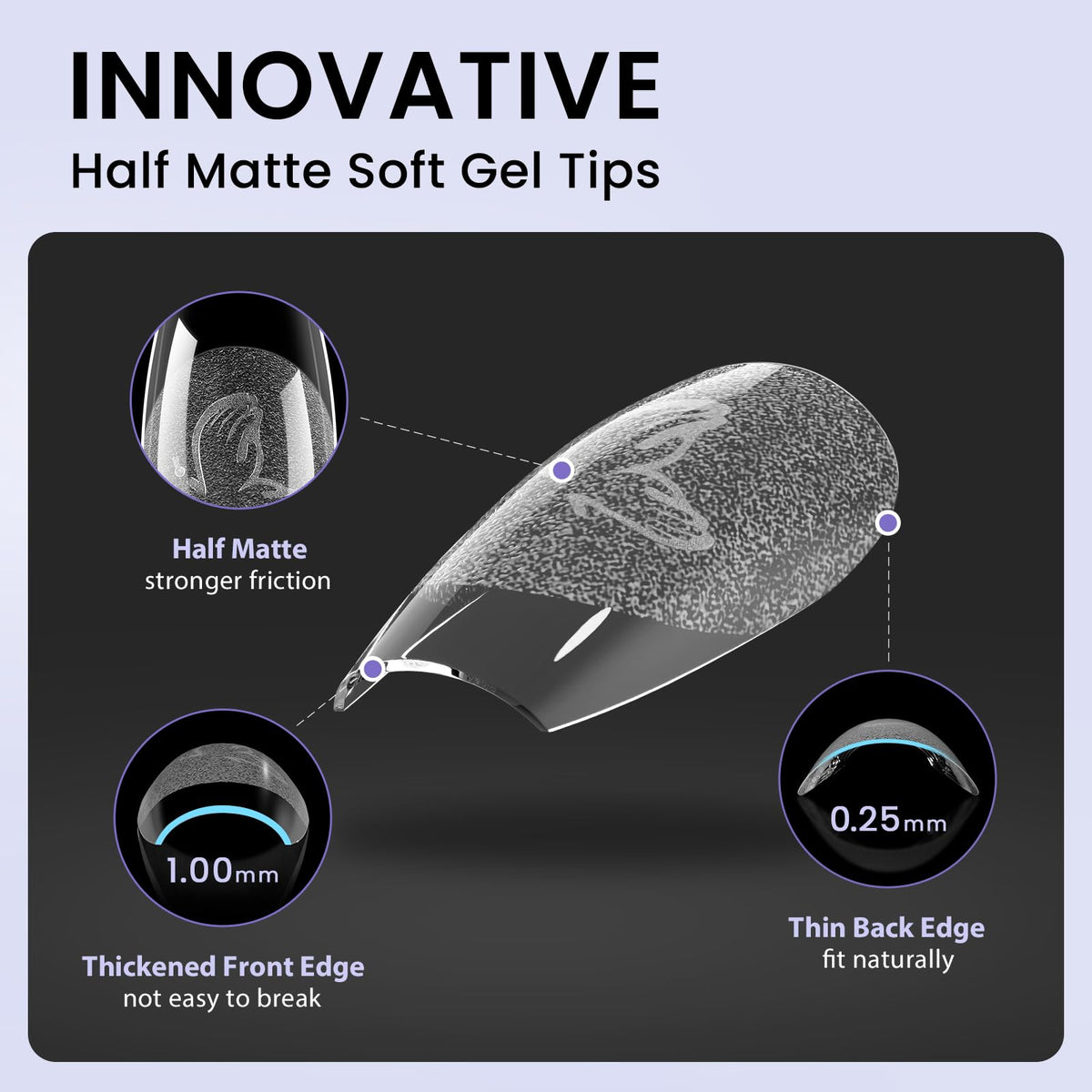 BTArtbox Half Matte Clear Soft Gel Nail Tips in packaging