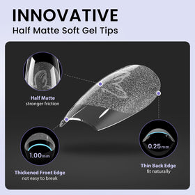 BTArtbox Half Matte Clear Soft Gel Nail Tips in packaging