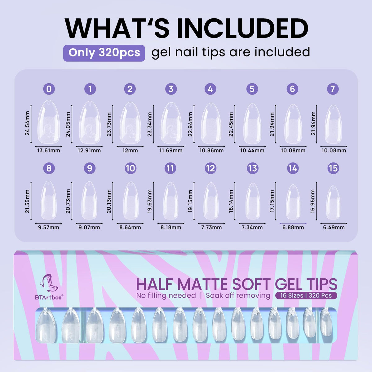 BTArtbox Half Matte Clear Soft Gel Nail Tips in use on nails
