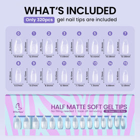 BTArtbox Half Matte Clear Soft Gel Nail Tips in use on nails