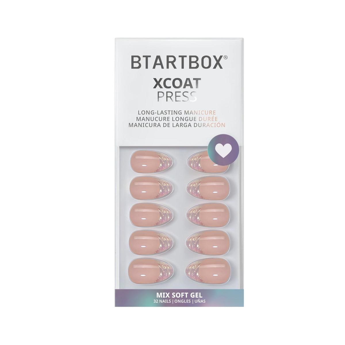 BTArtbox Press On Nails Athena Short Almond in storage box