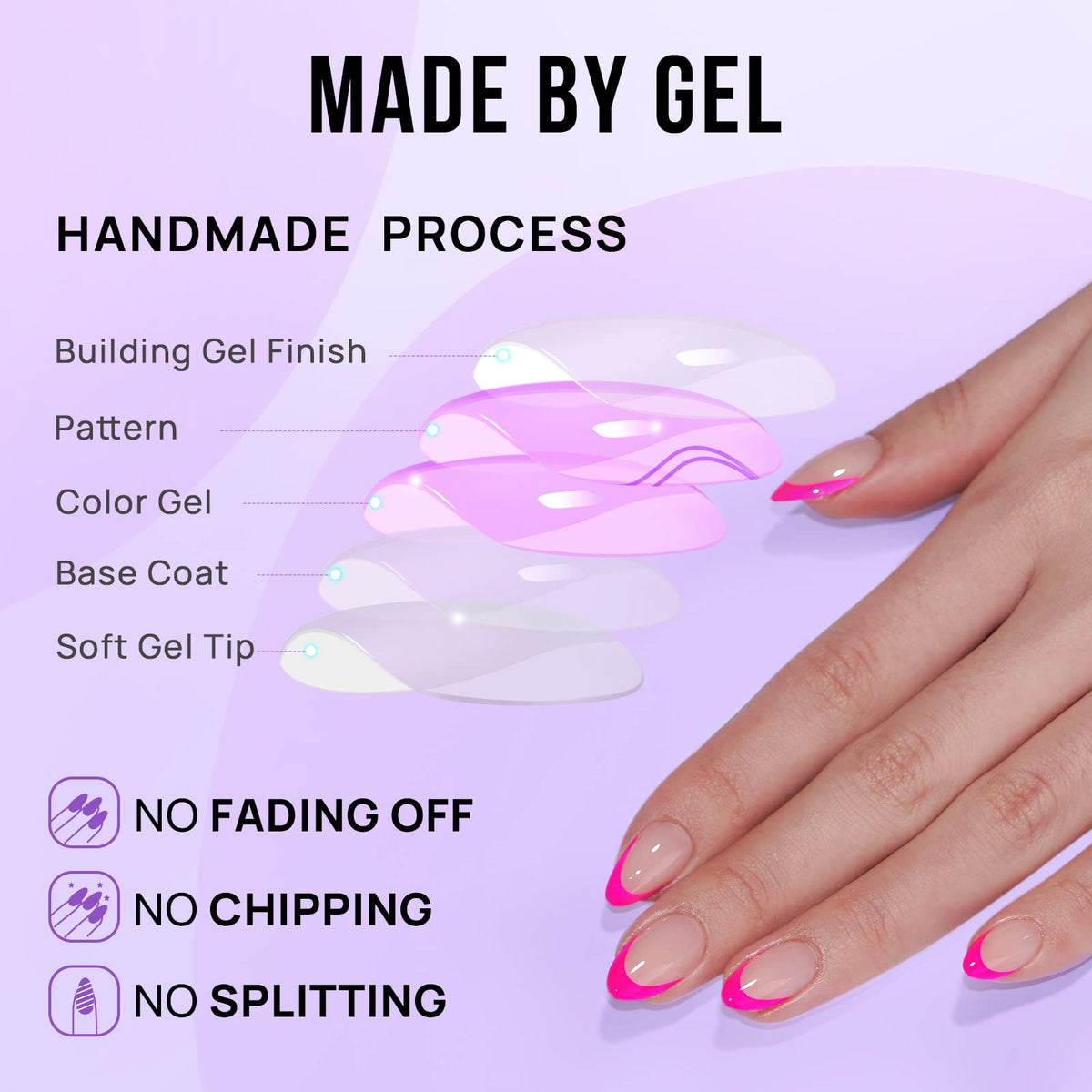 BTArtbox Press On Nails Berry French application guide