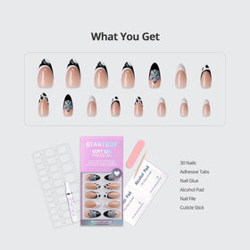 BTArtbox Press On Nails Bessie & Bestie side view showing medium almond shape