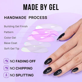 BTArtbox Press On Nails Black Velvet Short Almond application guide