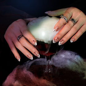 BTArtbox Press On Nails Blood Drip Short Almond Pink French Tip application guide