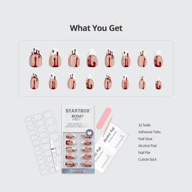 BTArtbox Press On Nails Blood Drip Short Almond Pink French Tip lifestyle scene