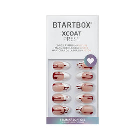 BTArtbox Press On Nails Blood Drip Short Almond Pink French Tip wooden stick and alcohol pads