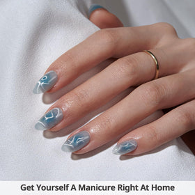 BTArtbox Press On Nails Blue Mirage packaging showing included items